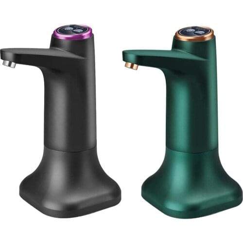 2 Set Electric Water Bottle Pump With Base USB Water Dispenser Water Pump Bucket Bottle Dispenser, Black & Green