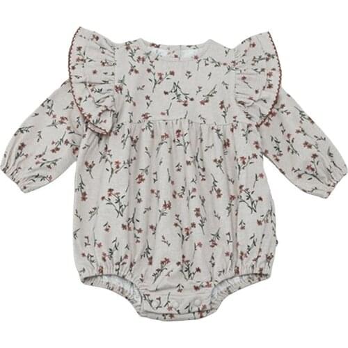 2021 Newborn Baby Clothes Collar Long Sleeve Onesies Floral Baby Onesies Sweet Beauty Baby Climbing Clothes Baby Girl Outfit