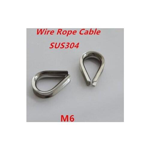 50pcs/lot M6 304 Stainless Steel Wire Rope Cable Triangle Thimble Clamps Wire Rope Cable