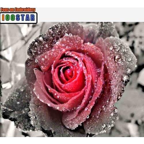 5D DIY Diamond Painting Flower Rose Embroidery Diamond Painting Cross Stitch Red Rose Floral Rhinestone Mosaic Painting