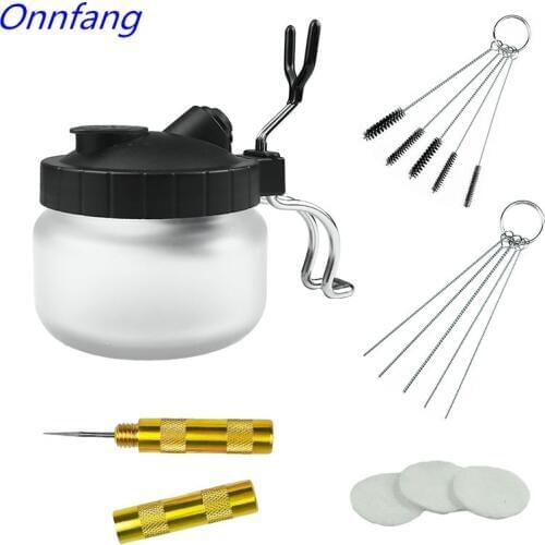New Airbrush Cleaning Pot Stabilizer Glass Jar Bottles Holder Paint Station Filter Repair Tool For Cake Needle Body Paint Nail