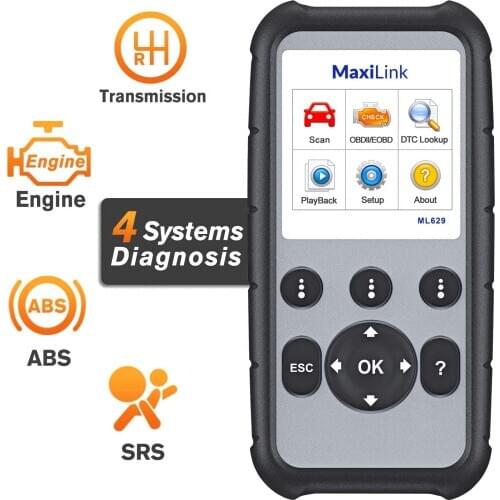Autel MaxiLink ML629 Enhanced CAN OBD2 Scanner With ABS SRS Transmission Engine Diagnosis Auto VIN Scan Tool Turn Off Lights