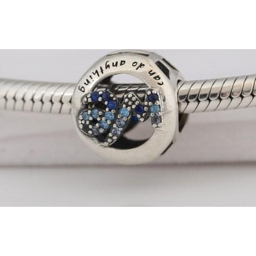 Authentic S925 Bead We Can Do Anyting Power Me Openwork Charm fit Pandora Bracelet Bangle