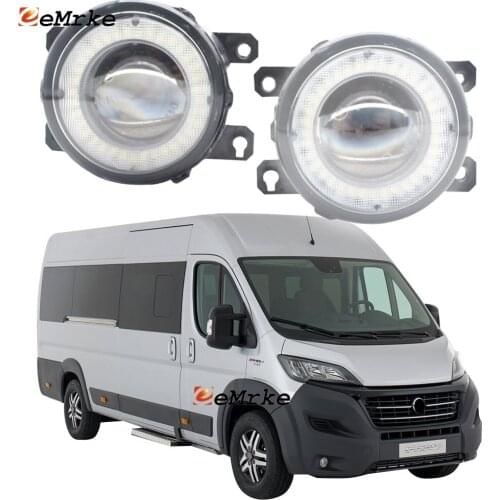 2 Pieces Car Lens LED Fog Lights Angel Eye DRL Daytime Running Light Lamp for Fiat Ducato Box / Bus (250/290 ) 2015 2016-2020