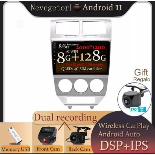 For 07-10 dodge caliber car intelligent multimedia video player caliber radio GPS navigation Android 11.0 8-core 8+ 128G memory