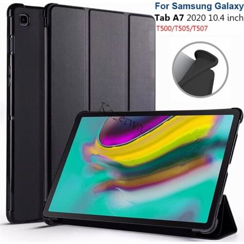 Tablet case for Samsung Galaxy Tab A7 10.4"2020 SM-T500 T505 T507 Leather Smart Sleep wake funda Trifold Stand Solid cover capa