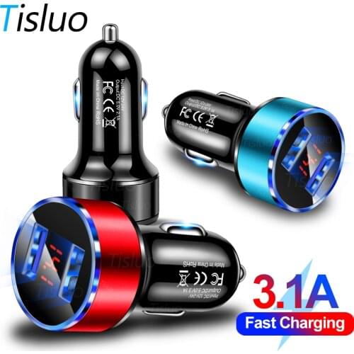 4.8A Car Charger With LED Display Fast Charger for iPhone 8 X XR Xiaomi Samsung S10 Huawei Tablet Moblie Phone USB Car-Chargers