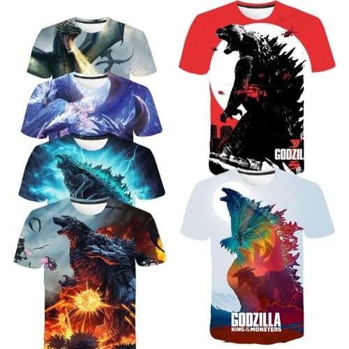 Godzilla T-shirt Breathable and Sweat-absorbent Short Sleeves Boys and Girls Universal Tops Cartoon Anime Kid Clothes 2021 New