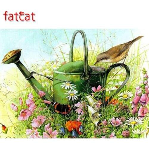 FATCAT Diy 5D Square Kettle Bird Flowers Butterfly Landscape full Diamond Painting Farm Chicken Coop Embroidery Home Decor AE102