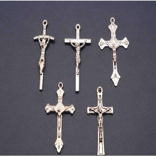 Catholic Cross Finished Accessories. Rosary Necklace Bracelet Beaded Cross Medal Accessories 10 Pieces