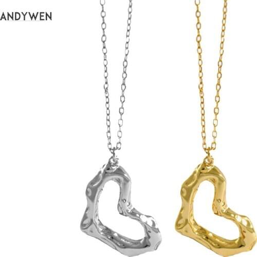 KIKICHICC 925 Sterling Silver Geometric Irregular Heart Pendant Shape Pendant Necklace Long Chain Fashion Fine Jewelry 2021