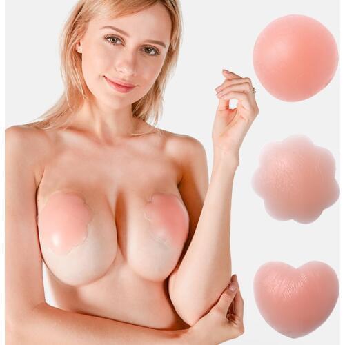 1Pair Cool Reusable Self-Adhesive Silicone Breast Nipple Cover Bra Pasties Pad Natural Color One Size Stickers Lingerie