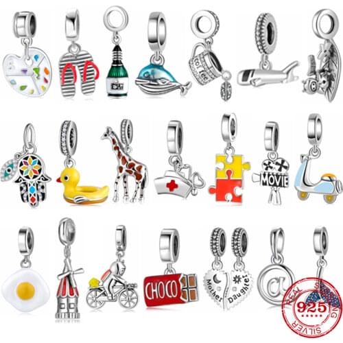 Cone Ice Cream Yellow Duck Hand 925 Sterling Silver Charms For jewelry making Pendants Fit Original Charm European Bracelets