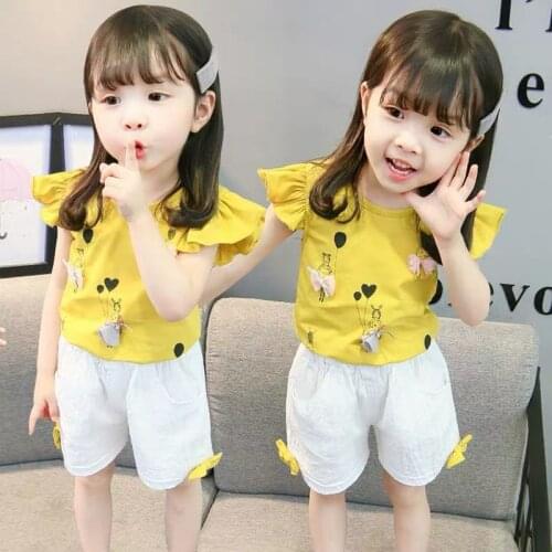Summer Girls Short-Sleeved Suit 1 Girl Baby Clothes 2 Small And Medium Children Summer 3 Year Old Two-Piece Baby Girl Clothes