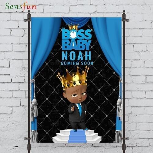 LEVOO Photographic Background Baby Boss Blue Curtain Pattern Fabric Custom Shoot Prop Background Photocall Photo Studio