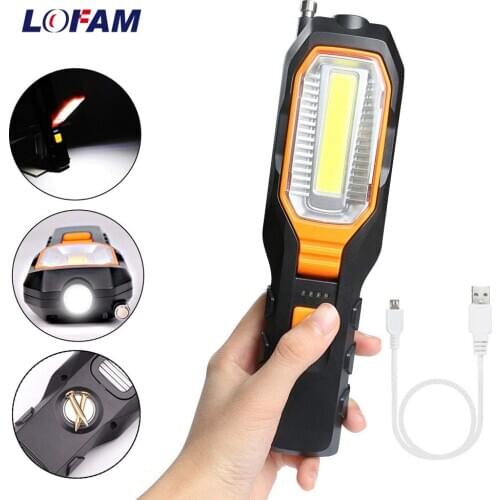 LOFAM LED COB Worklight USB Rechargeable Working Flexible Magnetic Inspection Lamp Flashlight Repair Light