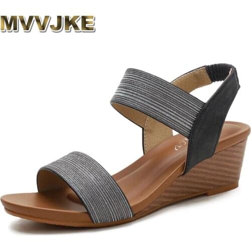MVVJKEWomen Sandals 2021 Summer Bohemia Ladies 5cm Wedge Heels Sandals Fashion Open Toe Casual Female Footwear