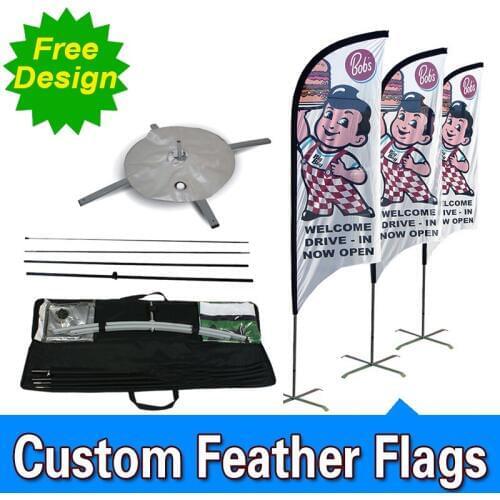 Single Sided Cross Base Feather Banners Flag Signs Advertising Promotional Sail Flags Feather SignFree Shipping