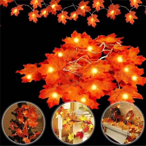 Autumn Decoration Maple leaves Garland Warm Bright LED Fairy Light DIY Decorative Lamp for Home Thanksgiving Christmas Halloween
