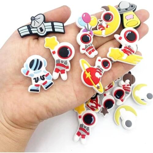 Hot 1PCS/Set Astronaut Series Shoes Charms Universe Decoration UFO Accessories For Croc DIY Buckles Boys Kids Party Gifts