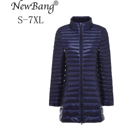 NewBang Plus 6XL 7XL Down Jacket Female Long Ultra Light Down Jacket Women Large Size Autumn Winter Down Coat Oversize Outwear
