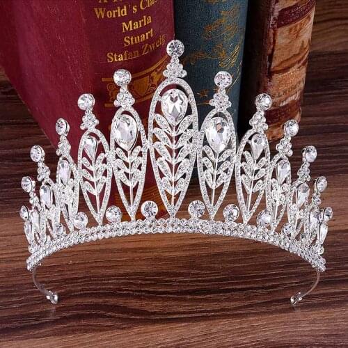 Baroque Luxury Handmade Rhinestone Bridal Crown Tiaras Silver Crystal Diadem Tiaras for Bride Headbands Wedding Hair Acc BH