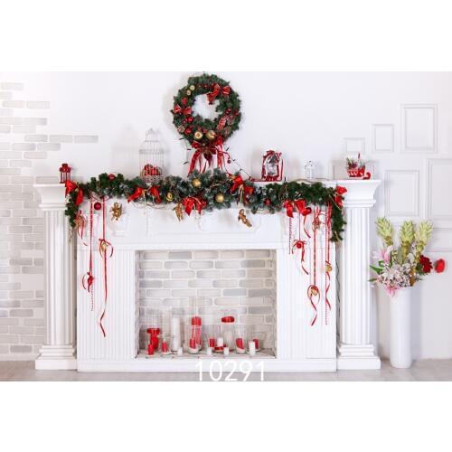 Christmas Fireplace Garland 7X5ft Photography Backdrops for Photo studio Backgrounds for Children Baby Party Photo Shooting