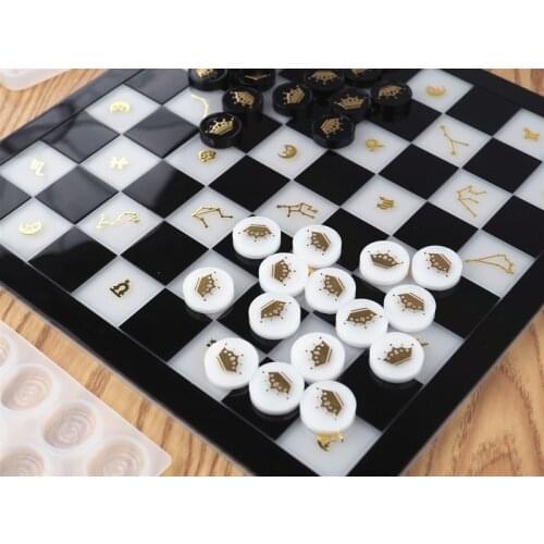 Chess Board Silicone Molds DIY Uv Epoxy Craft Handmade Chessboard Chessman Moulds Tools for resin
