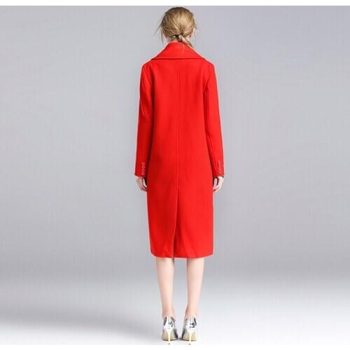 Coat Woolen Female Plus Size 4XL 5XL Long Red Coat Women Korean Style Fashion Outwear Abrigos Mujer Invierno 2020 KJ200