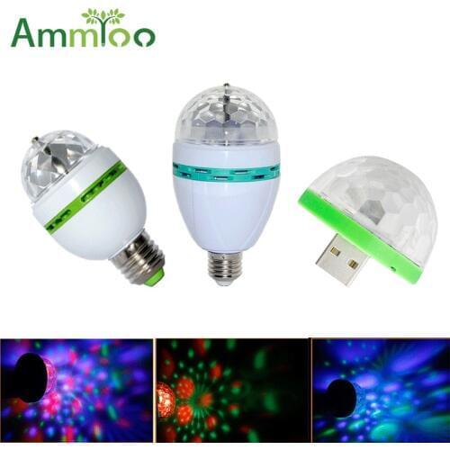 85-265V 3W 6W E27 RGB Led Light Auto Rotating RGB Led Bulb Magic Stage Lighting Effect USB 5V Led Stage Lamps For Disco DJ Party