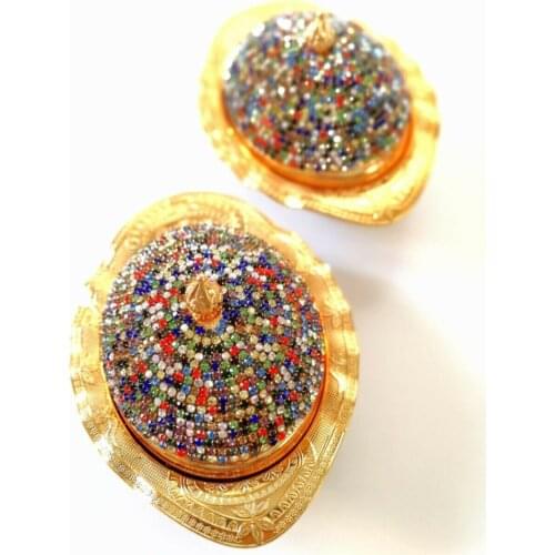 Turkey authentic AMAZING Giftal gel Swarovski Colored Stone Embroidered Sugar Bowl FREE SHİPPİNG