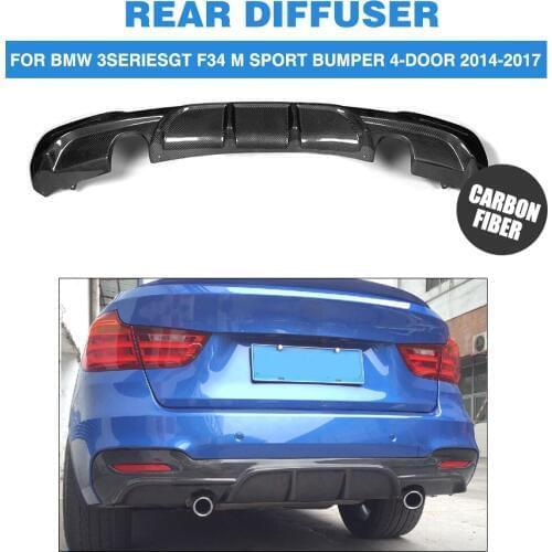 Carbon Fiber Rear Bumper Diffuser Lip Spoiler for BMW 3 Series GT F34 M Sport Bumper 4-Door 2014-2017 Dual Exhaust Single Outlet