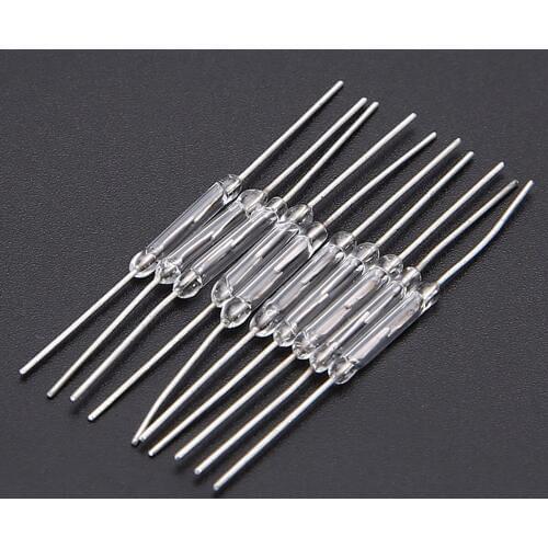 10Pcs Reed Switch 14mm Magnetic Induction Glass Reed Switch Normally Open 10W Magnetic Induction Switch