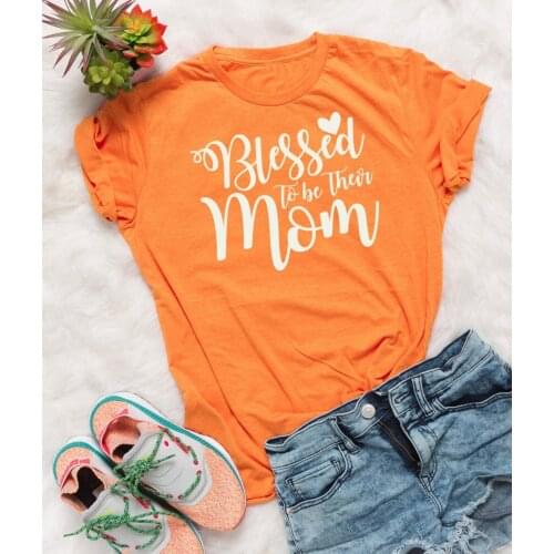 Woman Tshirt Fashion Yellow Grunge Vintage Quote Aesthetic T Shirt Tees Blessed To Be Their Mom Cool Birthday Gift Slogan Women