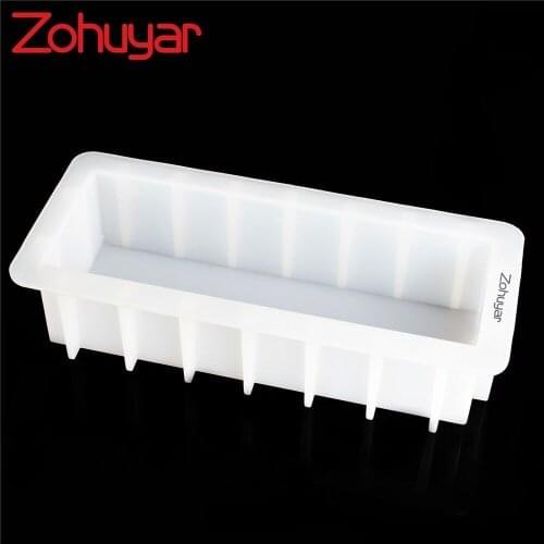 Zohuyar Silicone Loaf Soap Mold Handmade DIY Cake Tray White Strong Bar Moulds Easy Removal Tool Mould