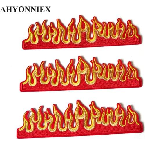 1 Piece Fire Embroidery Repair Patches Bag Jacket Jeans Cartoon Iron On Patches for Clothes Small Glue Sticker