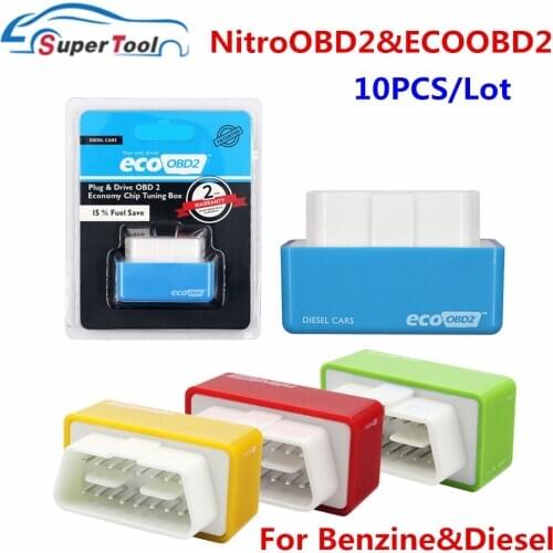 10PCS/Lot Nitro OBD2 ECOOBD2 Car Fuel Saver Nitroobd2 Eco OBD 2 Diesel Benzine ECU Chip Tuning Box Plug Driver ECO/Nitro OBDII
