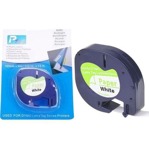 30pcs 91200 91330 91220 59421 Compatible Dymo Letratag Tape 12mm Black on White Paper Label Ribbons for DYMO Letratag LT-100