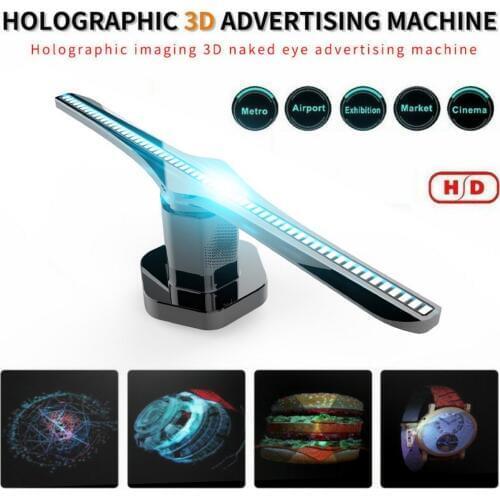 3D Hologram Projector Light Advertising Display LED Fan Holographic Imaging Lamp 3D Remote Hologram Player Advertising logo Lamp