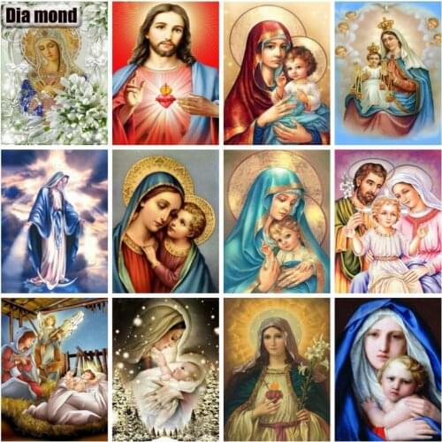 5D DIY Diamond Painting Virgin Mary Diamond Embroidery Mosaic Christian Religion Cross Stitch Wall Stickers Family Home Decor