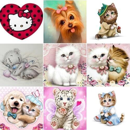5D DIY Diamond Painting Cat Dog Cartoon Animals Embroidery Rhinestone Cross Stitch Home Decor resin Diamond Art Full Drill Gift