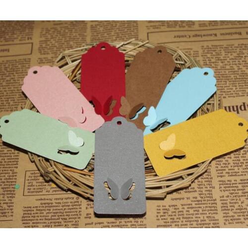 40*90mm Hollow butterfly Scalloped Kraft Paper Card / Blank Tag / Wedding Favour Gift Tag Price Label