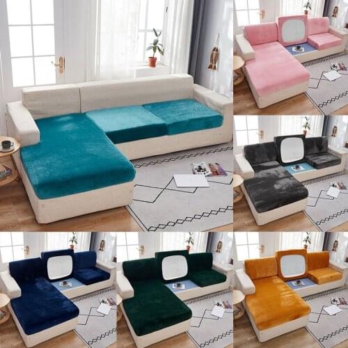 Velvet Plush L-Shaped Living Room Sofa Cover Elastic Furniture Sofa Cover Armchair Couch Pleads Cover Sets 1/2/3 Seater