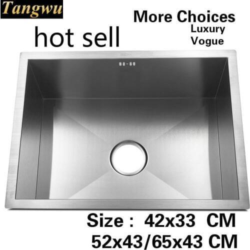 Free shipping Individuality kitchen balcony manual sink single trough food-grade stainless steel hot sell 42x33/52x43/65x43 CM
