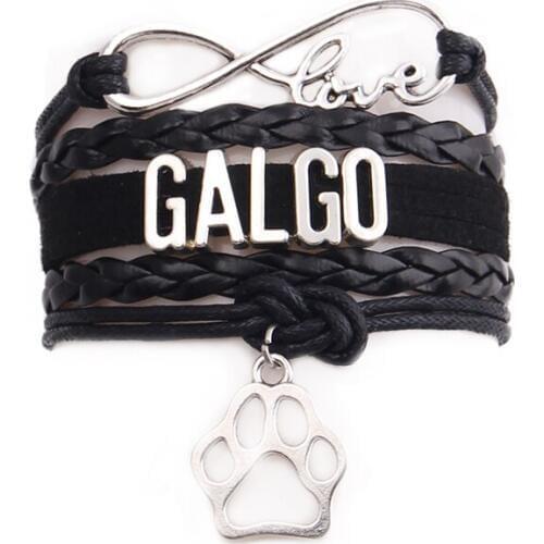 Little Minglou Infinity love GALGO bracelet dog pet paw charm leather suede rope wrap men bracelets & bangles women jewelry