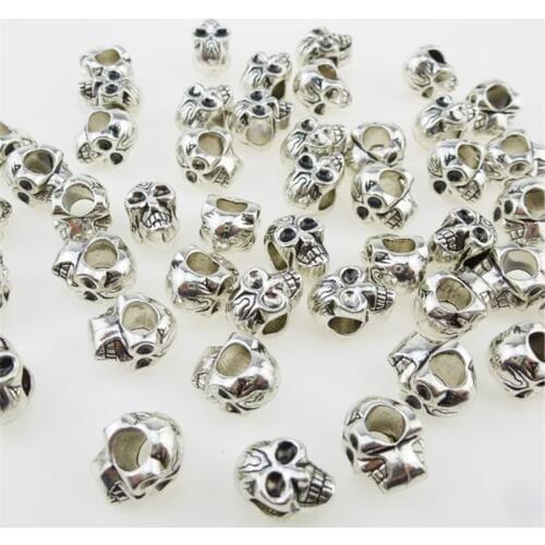 10pcs Antique Silver Skull Head Charms for Jewelry Making DIY Bracelets Beads Charm Jewelery Skull Alloy 12689
