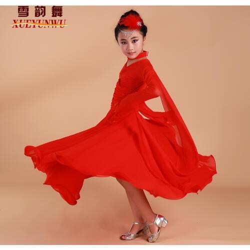 Black Red kids Modern dress ballroom dance competition dresses dance ballroom waltz dresses standard dance dress for girls