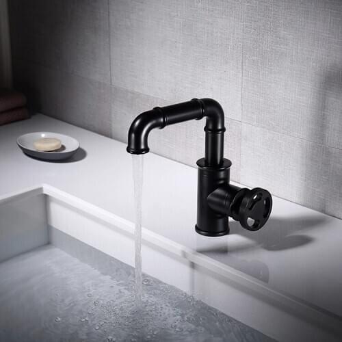 Black Brass bathroom sink faucet Single handle Single hole cold hot water basin mixer faucet Top quality copper faucet