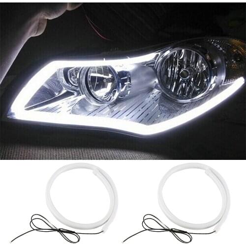 2pcs LED DRL Car Daytime Running Light Flexible Strip Auto Headlights White Turn Signal Brake Flow Lights 12V 60CM 6000K