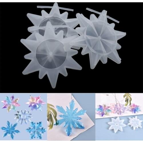 Ornaments Snowflake Crystal Epoxy Resin Mold Octagonal Shape Mould Pendant Silicone Crafts Molds Jewelry Making Accessories